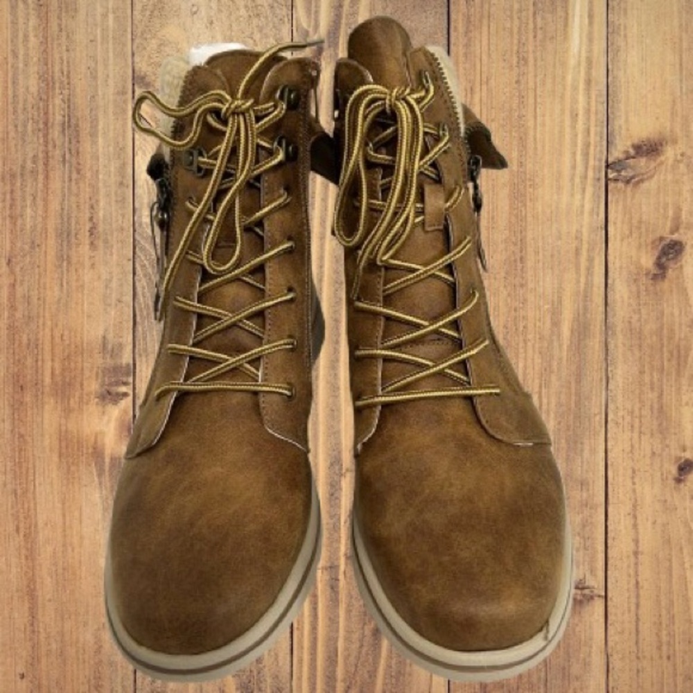 Cliffs by White Mountain Women Hope Lace up Hiker Booties Tan Fabric Sweater 10M